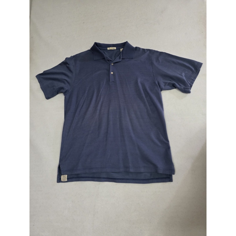 Peter Millar Performance Golf Polo Mens Sz Large Purple Polka Dots Light Cotton